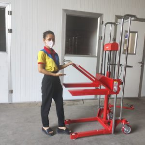 Thiết bị nâng pallet cao mini tải 400kg lên cao 1m5 tại Hưng Việt