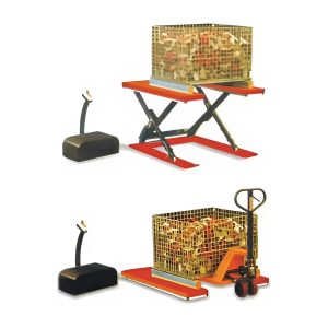 Bàn nâng thủy lực chữ U, giúp lấy hàng dễ dàng bằng xe nâng tay.